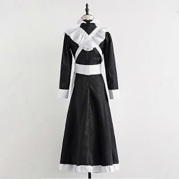 Klassinen Maid Cosplay -asu Söpö Pitkä Mekko Cosplay Puku Brittiläinen Tyyli Kahvila Maid Mekko - Täydellinen Male M