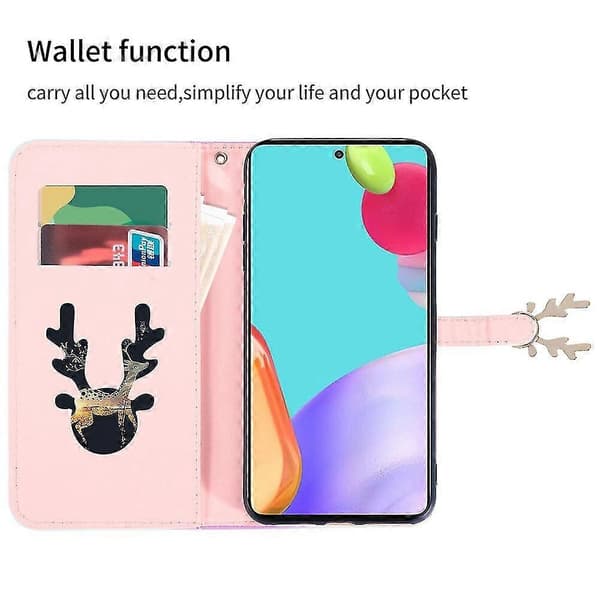 Äkta läderfodral med hjorttryck för Samsung Galaxy A52 5G/4G red
