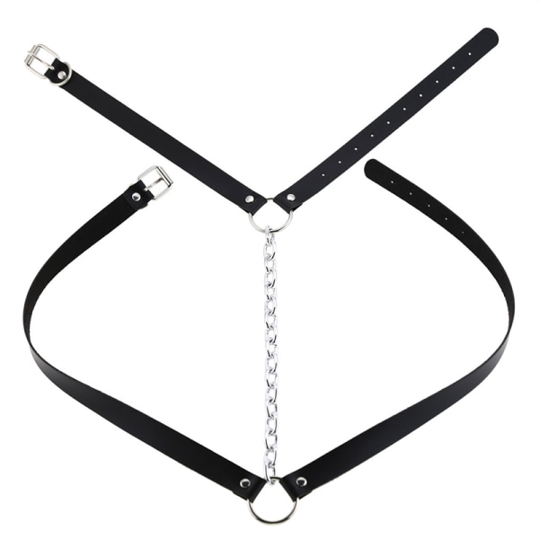 Kvinner Punk Leather Sele Body Chain Goth Belt Bondage Straps - Perfet Black