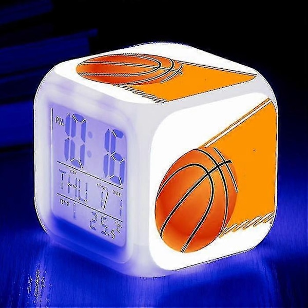 Basketbollväckarklocka 7 Färgförändring Multifunktionell Noctilucence Elektronisk Klocka Barn Väckarklocka för Tw-Perfet Clear