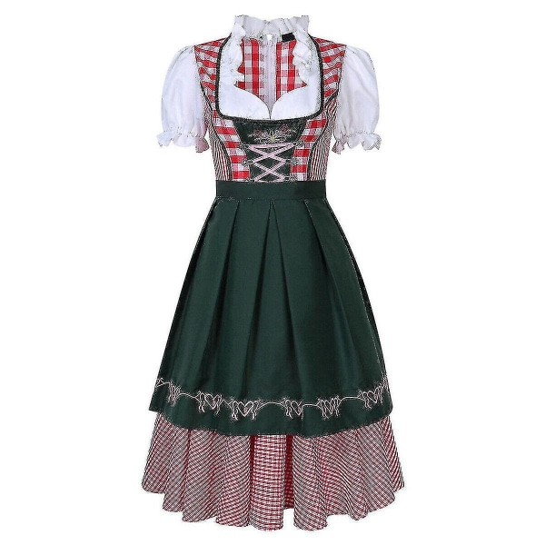 Dirndl Kjole Tysk Oktoberfest Bavarian Beer Wench Costume Maid Festival Party ZX - Perfet Green S