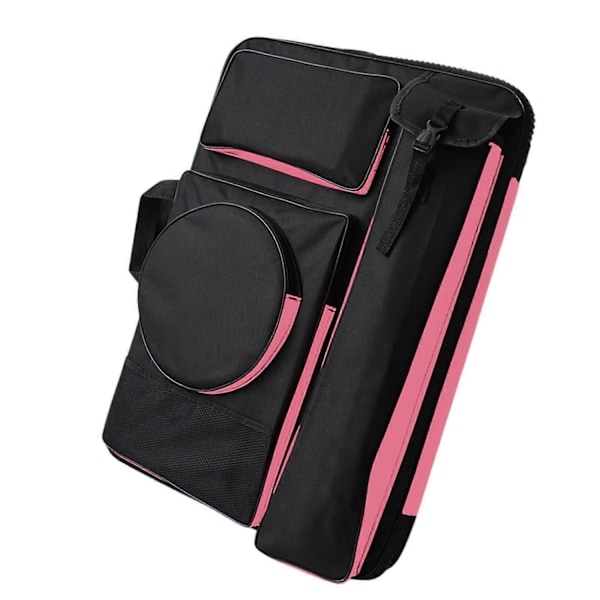 A4 Taideportfolio Laukku, Taiteilijan Reppu, Suuri Oxford-kangaskassi Luonnoslehtiön Kantolaukku Ulkoiluun Piirtämiseen - Täydellinen Black Pink
