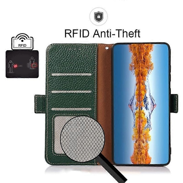 til OPPO Find X3 / X3 Pro KHAZNEH Side-Magnetisk Litchi Læder RFID Etui - Perfekt Green