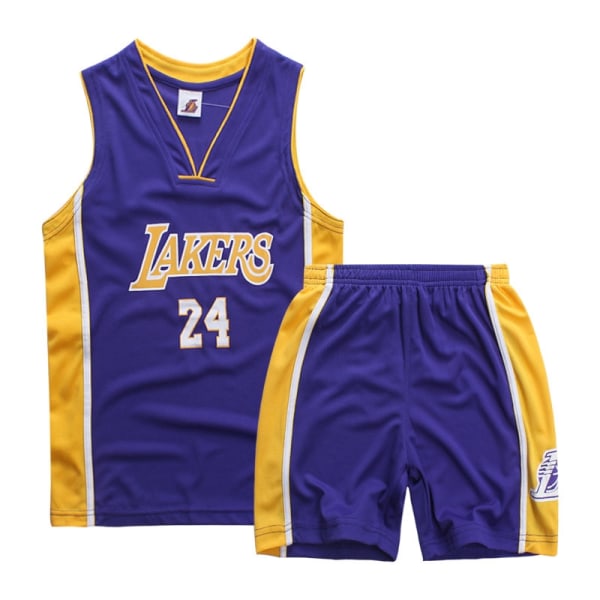 Kobe Bryant No.24 Baskettröja Set Lakers Uniform för barn Tonåringar W - Perfet Purple XS (110-120CM)