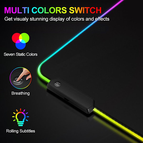 Gaming musemåtte med LED lys - RGB - 80x30 cm - Perfet