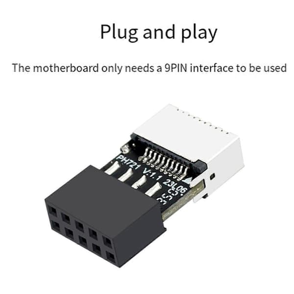2 st Huvudkort USB 2.0 9-Pin till Typ-E 20-Pin Kontaktadapter-Perfet