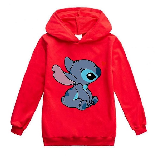 Børne Drenge Piger Disney Stitch Jule Hoodies Topper Trøjer - Perfekt Red 3-4year(110cm)