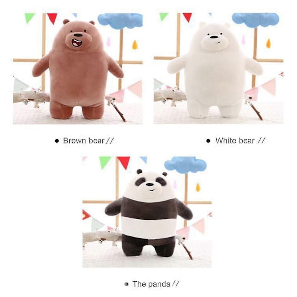 Vi Bare Bjørner Kosedyr Isbjørn Panda Grizzly Myke Plysjleker Kawaii Plysjdyr for Gutter Jenter Barn-e-Perfet White Stand 40cm