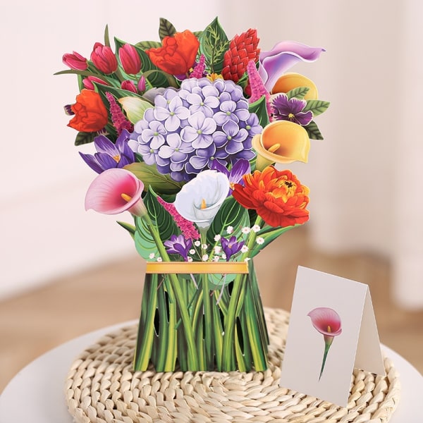 D äitienpäivän onnittelukorttinippu paperista veistetyt kukat lahja - Perfet 3