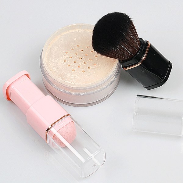 Bærbar uttrekkbar kosmetikk-sminkebørste Mini Blush Foundati - Perfet Black