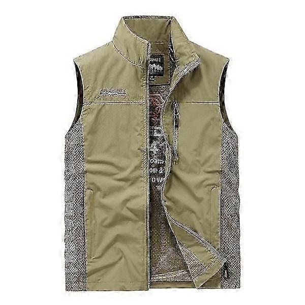 Herr Frilufts Sommar Arbetsväst Vår Multi-fickor Taktisk Västs Stora Storlekar M-6XL Man Vandring Fiske Ärmlösa Jackor-Perfet camel XL