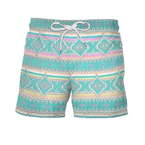 Badebukser med elastisk midje for menn Badeshorts Bukser Badetøy Beach Summer Hawaiian Pants - Perfet Light Green