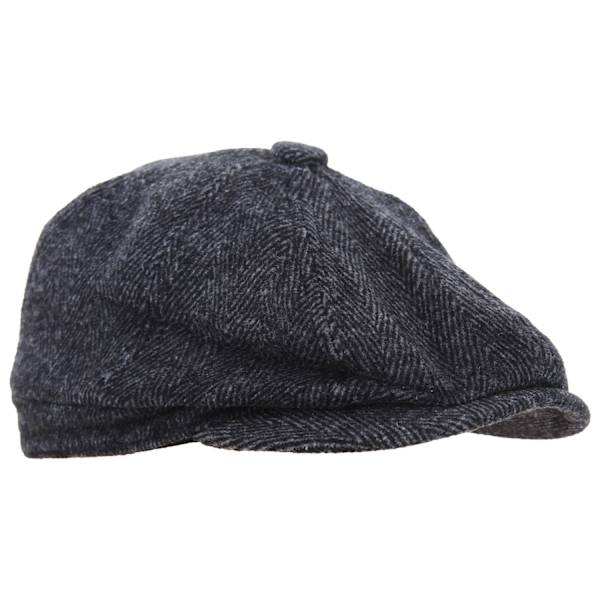 Mænds 8 Panel Wool Blend Newsboy Cap Mørkegrå - Perfet Dark Grey 58cm