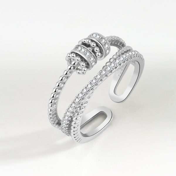 Fingerring angstring for kvinner Roterende ring med perler - Perfet silver