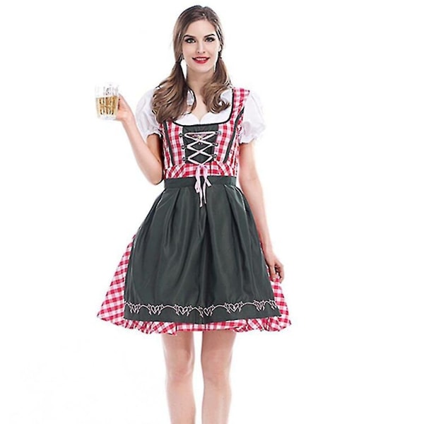 Kvinner Tradisjonell Oktoberfest-kostyme tysk øl Wench Dirndl-kjole med forkle Kostyme Festkjole Xs-6xl Plus ize_b - Perfet S