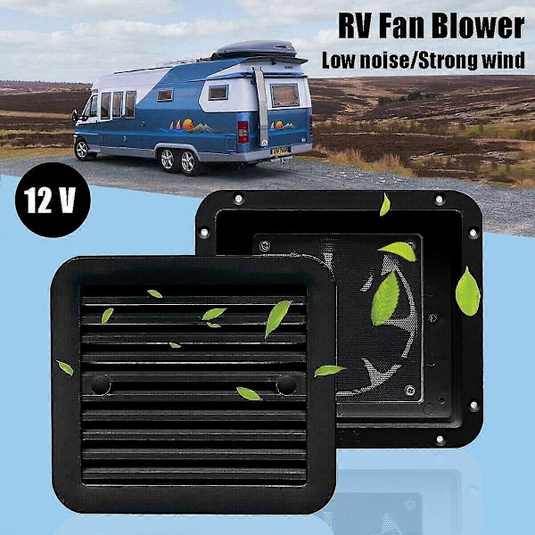 12V Envejs Lydløs Køleventilator Sideudstødningsventilator til Bil RV Caravan RV Ventilator (Sort) - 8-Perfet