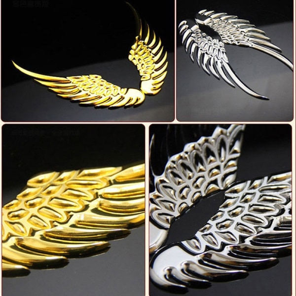 1 pari auton moottoripyörän koritarra 3D Eagle Angel Wings - täydellinen Gold