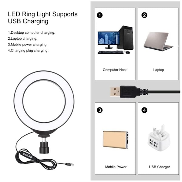 LED-rengaslamppu / Ring Selfie -lamppu / Pöytäteline - 12 cm - Perfet
