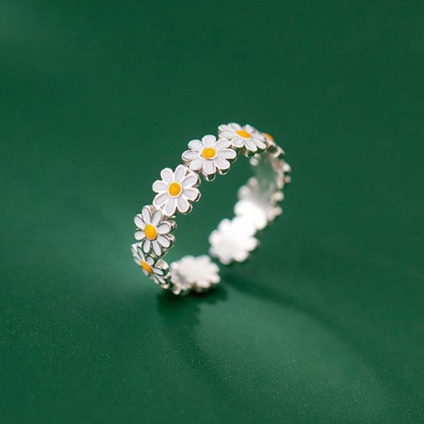 Vintage Daisy Flower Ringe Til Damer Blomsterring Justerbar - Perfet