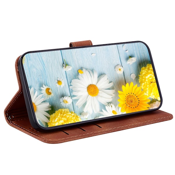 Kotelo yhteensopiva Xiaomi Redmi Note 11s:n kanssa, kohokuvioitu Lily-läppälompakko, ensiluokkainen PU-nahkakansi korttipidikkeellä - Perfet Brown