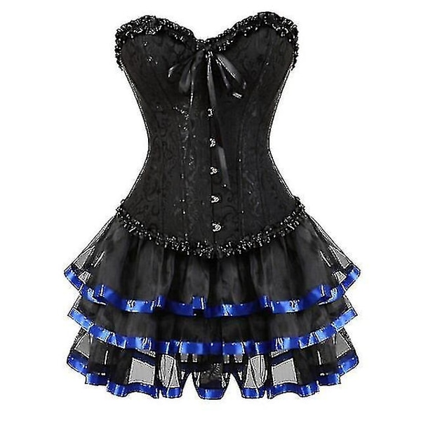 Seksikäs Korsettimekko Naisille Pluskokoinen Kostyymi Yläosa Burleske Korsetti ja Minimekkosetti Tutu Corselet-Perfet Blue XXL