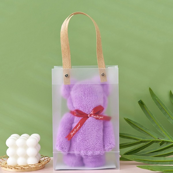 1. Coral Velvet Fleece e Bear Håndklæde Tote Bag Lommetørklæde Abso - Perfet Purple
