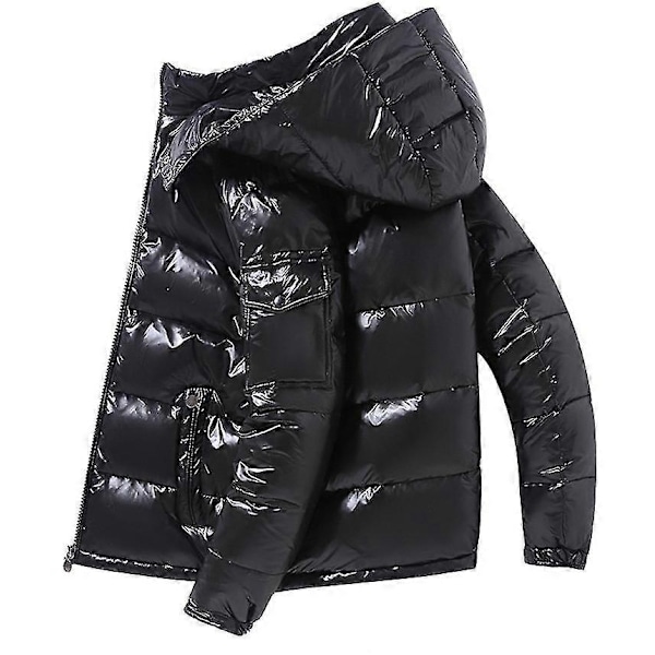 Blank Downjacka Herr Vinterjacka Ståuppkrage Dunjacka med Huva - Perfekt Black XL