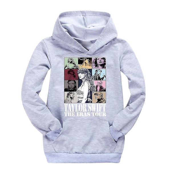 9-14 Taylor Swift The Eras Tour Hoodie Sweatshirt Trykt Langærmet Casual Løstsiddende Trøje Med Hætte Tops Børn Drenge Piger-Perfet grey 11-12 years old