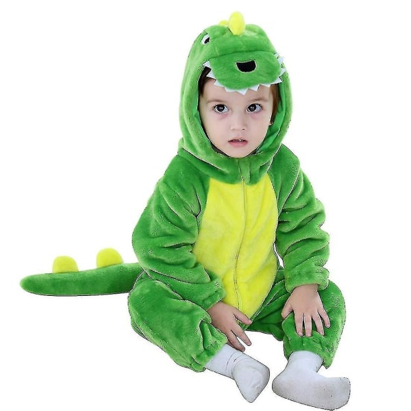 Småbørnsdinosaurkostume Sødt hættekostume til børn Halloween - Perfet 18 24 Months A Green