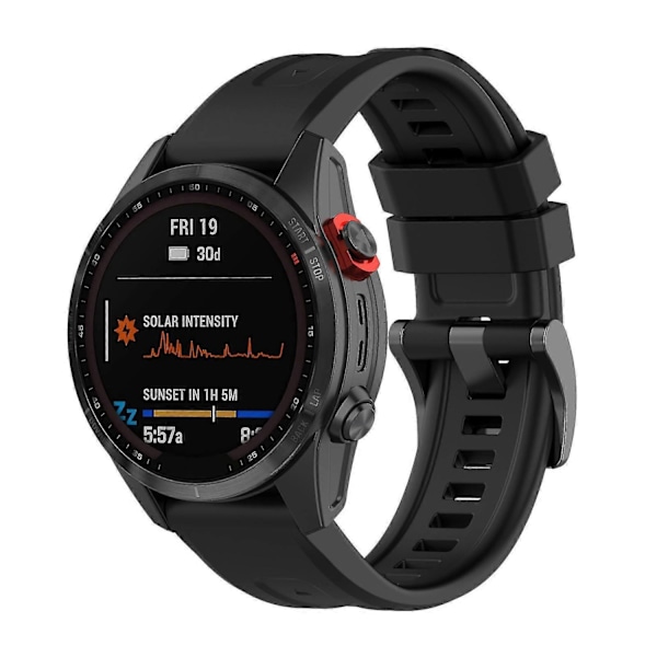 Silikoninen 26 mm ranneke Garmin Fenix 7x/6x/5x -kellolle, hihna, ranneke - Perfet Black