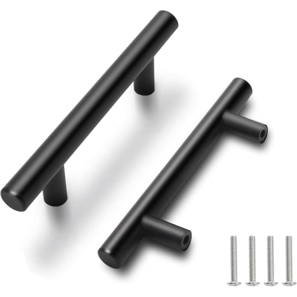 2 st skåpshandtag, lådhandtag, aluminiumlegering (svart, hålavstånd: 128mm) - Perfet