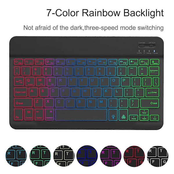 Yhteensopiva Samsung Galaxy Tab A9+ Nahkakotelo irrotettavalla RGB-taustavalaistulla näppäimistöllä - Perfet Style D