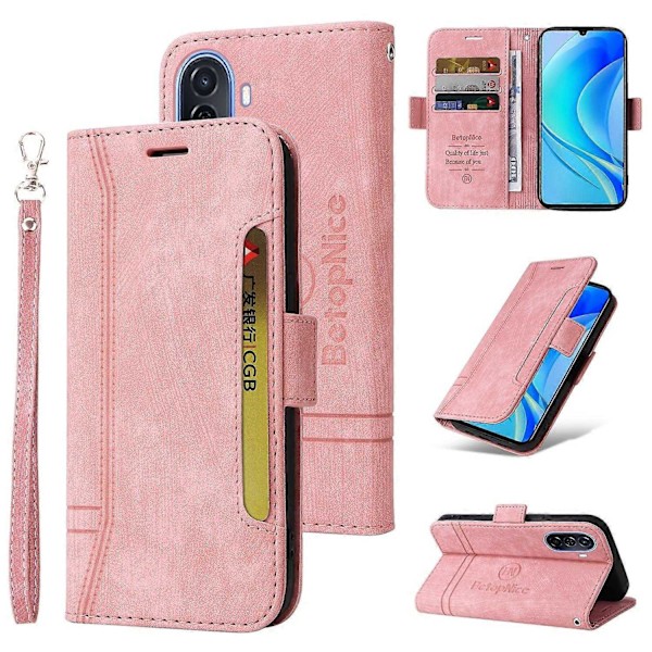 til Huawei nova Y70 / Y70 Plus / Enjoy 50 BETOPNICE Dobbelt-side Spænde Læder Telefon Cover - Perfekt Pink