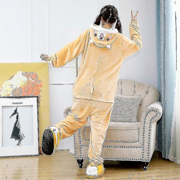 Corgi Kigurumi Voksne Husky Kvinner Menn Anime Pyjamas Flanell Tegneserie Hund Cosplay Onsie Hjemmekjole Heldress #calu-Perfet women pajamas L