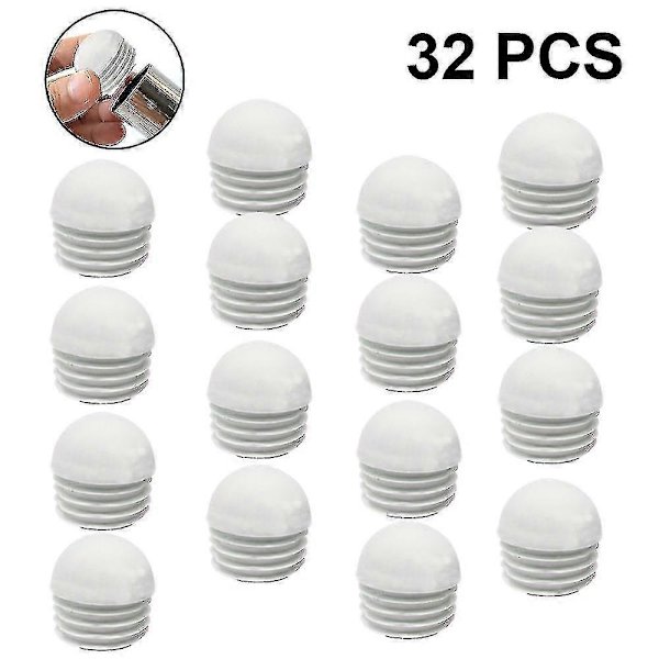 32 stk. rørplugger, runde endestykker, rør, lamellplugger - Excellence - Perfekt White 19mm