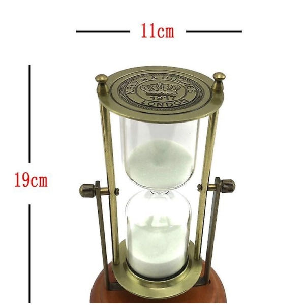 Vintage 15 minuutin tiimalasi, 360 astetta pyörivä tiimalasi, messinki 15 min lasi - Perfet
