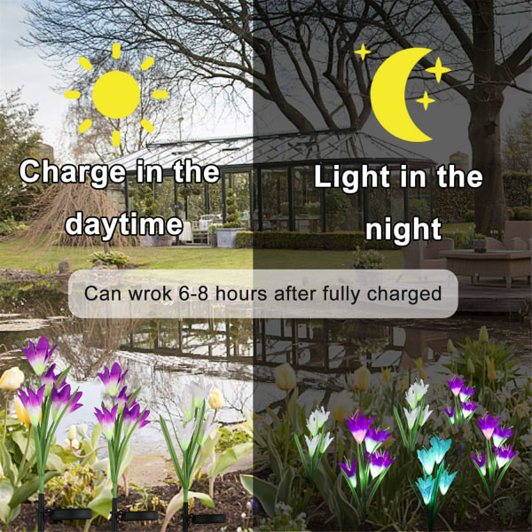 LED utomhus trädgård Lily Flowers Soldrivna lampor i flera färger-perfet white