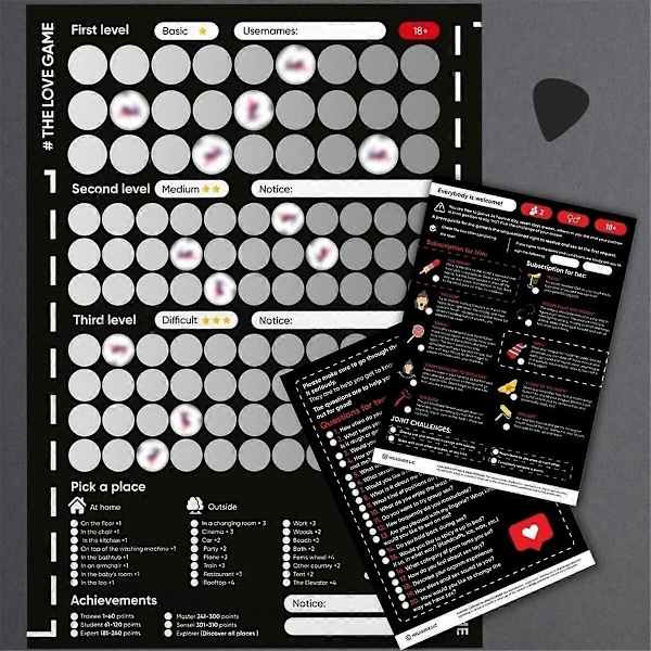 Spillskrapelodd for par - Valentinsdaggave - Veggklistremerke - Hun og Han - Perfekt