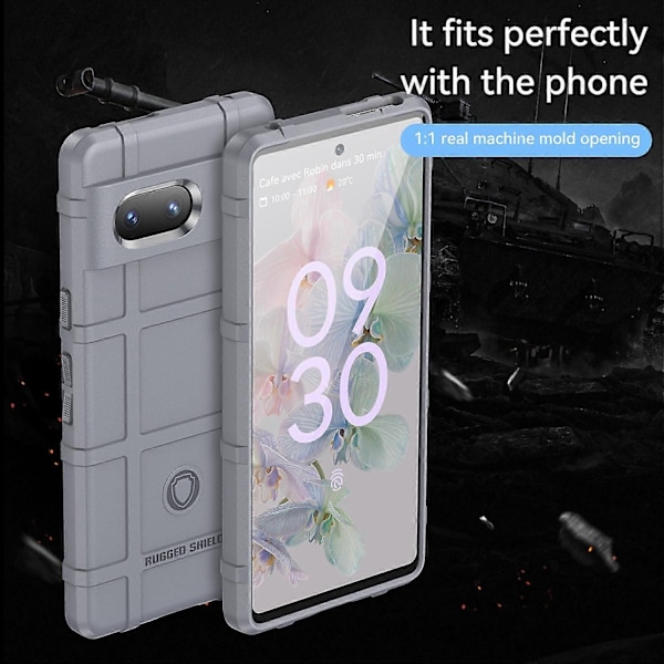 Kompatibel med Pixel 7 Full Coverage Stötsäkert TPU-telefonfodral - Perfet Grey