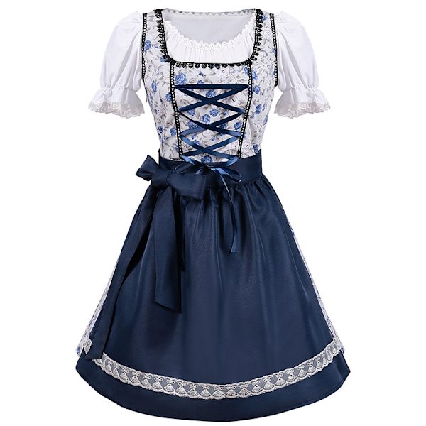 Oktoberfest Costume Party Wear Cosplay Maid Wear V-hals kjole Blå - Perfet blue XL