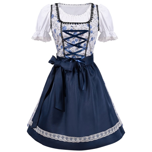 Oktoberfest Costume Party Wear Cosplay Maid Wear V-ringad klänning Blå - Perfet blue XL