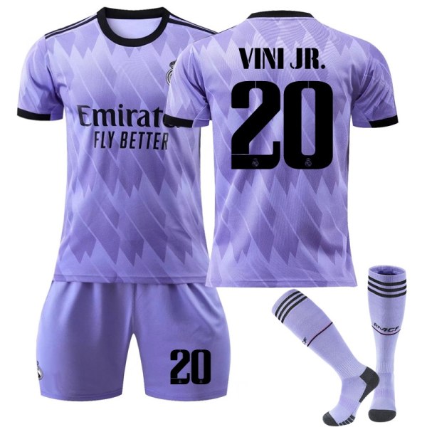 Ny sesong 2022-2023 Real Madrid fotballdrakter fotballdrakter - Perfet VINI JR. 20 Kids 28(150-160CM)