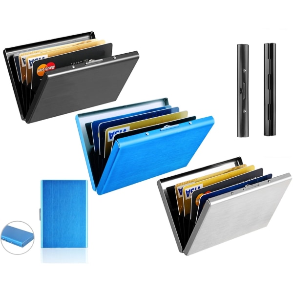 Stilig eksklusiv kortholder / lommebok i stål - Perfet Blå