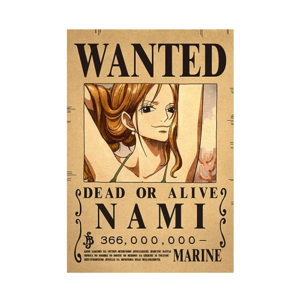 affisch One Piece Wanted Poster Luffy Paper Vintage Poste - Perfet A4
