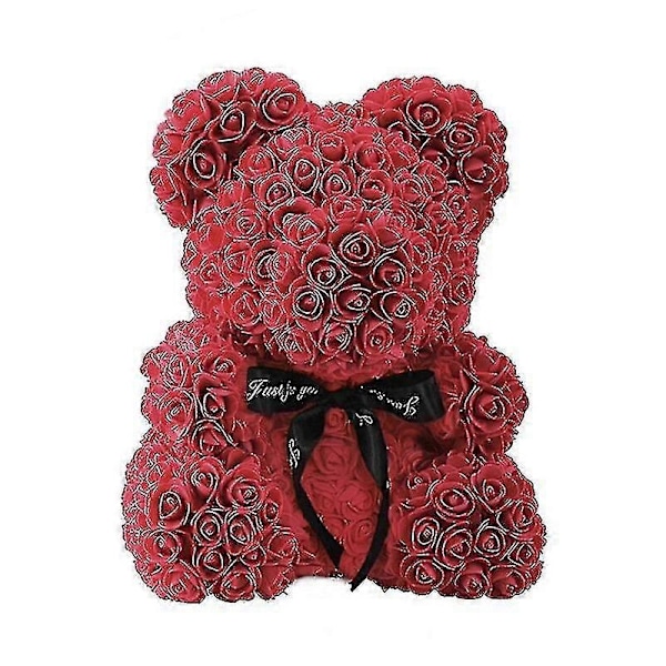 25/40cm Ruusu Karhu Sydämen Muotoisilla Tekokukilla Ruusu Teddy Karhu Naisille Ystävänpäivä Hääpäivä Syntymäpäivä Joululahja Koriste - Täydellinen Wine red 25CM