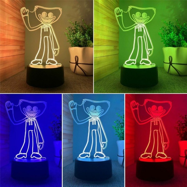 Poppy Playtimes 3D LED Huggy Wuggy Natlampe Model Decor Present - Perfet