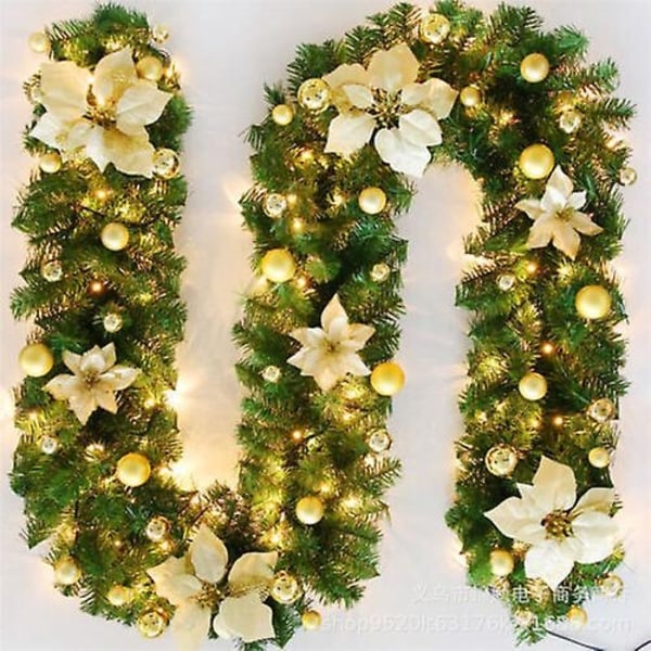 9 fot forhåndsopplyst julekrans med lys dørkrans jul peisdekorasjoner-Perfekt Sliver with Light