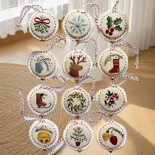 Håndbroderi Julepynt Sæt, Julebroderi Sæt, Broderi Sæt Julepynt, til Julebroderi Sæt for-Perfet 12pcs