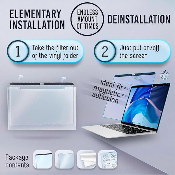 Magnetiskt blåljusskydd kompatibelt med MacBook Air 13' 2018 - , M1 Anti - Blåljusfilter 1-pack - Perfekt