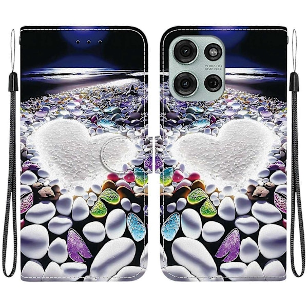 Läderfodral med ritning Kompatibelt med Motorola Moto G75 5G-Perfet Heart Shaped
